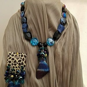 Handmade multi stone necklace and earrings set.